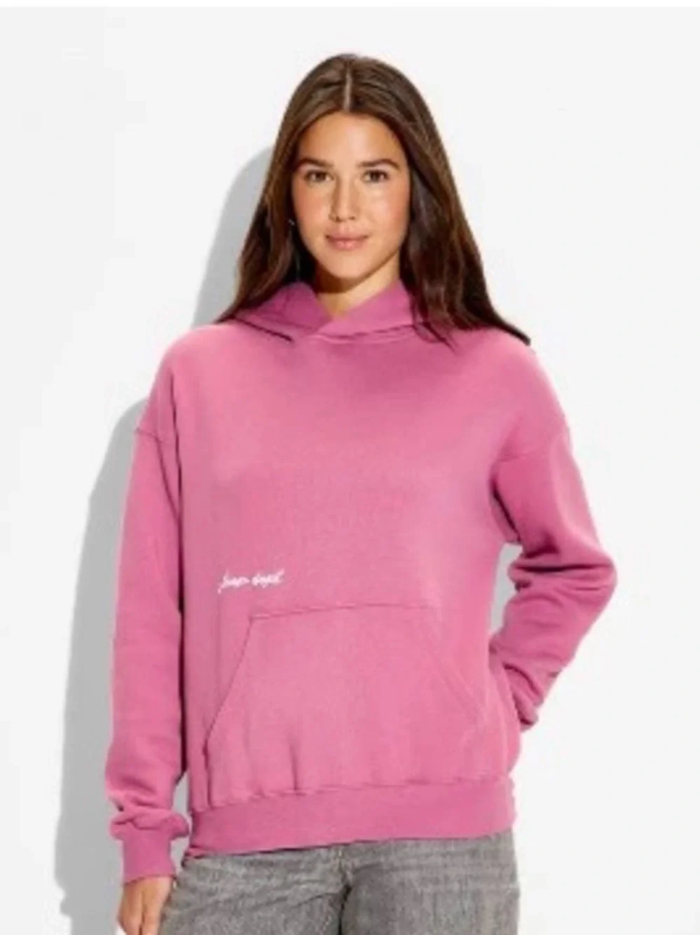 Rose Pink Hooded Pullover Sweatshirt - Picture 2 of 7